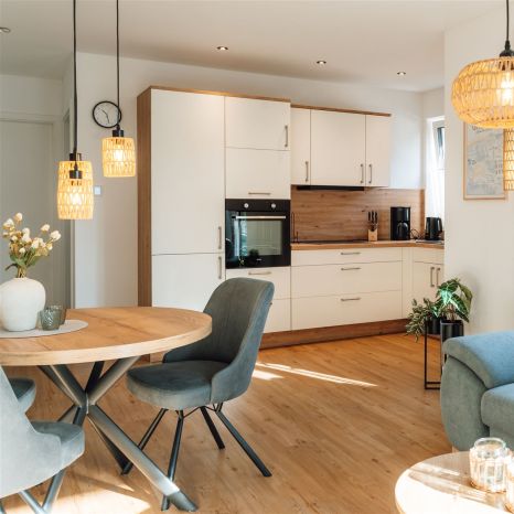 Quartier 18, Wohnung 1, Überblick über Wohn-Koch-Essbereich